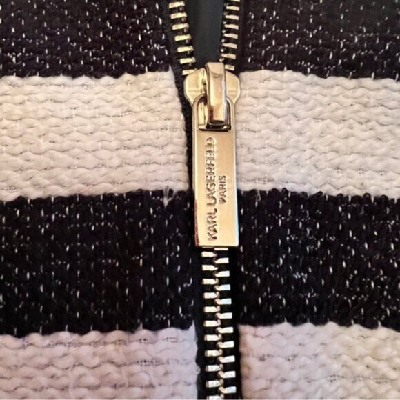 Karl Lagerfeld *  Paris Woman's Tweed  Suit Jacket Blazer Striped Size 6 - Picture 8 of 11